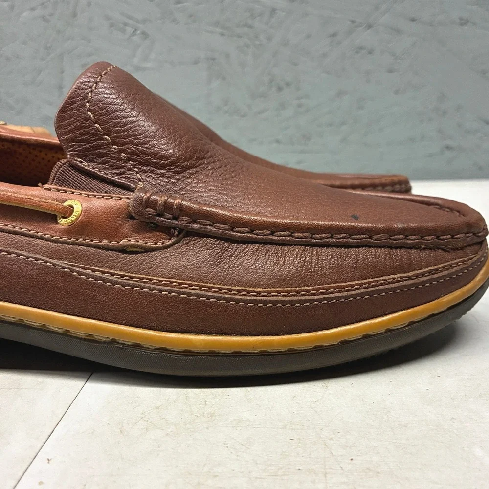 Tommy Bahama Rum Cay Slip On Loafers Mens 9.5 Brown Leather Driving Shoes Mocs